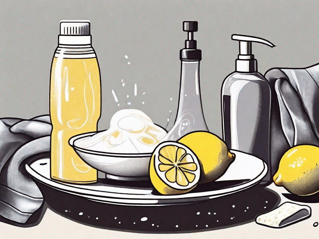 Various household items like vinegar