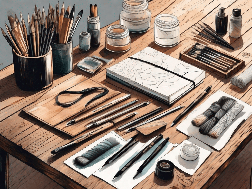 A variety of handlettering tools such as pens