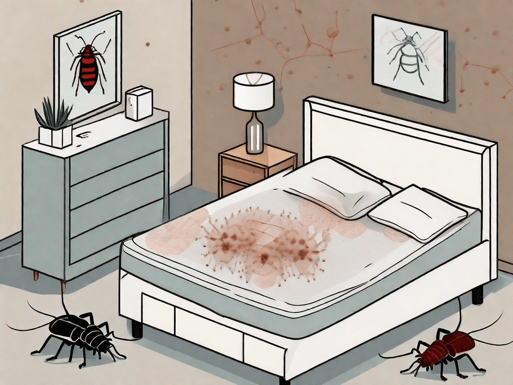 A bedroom scene showing various preventative measures against bedbugs