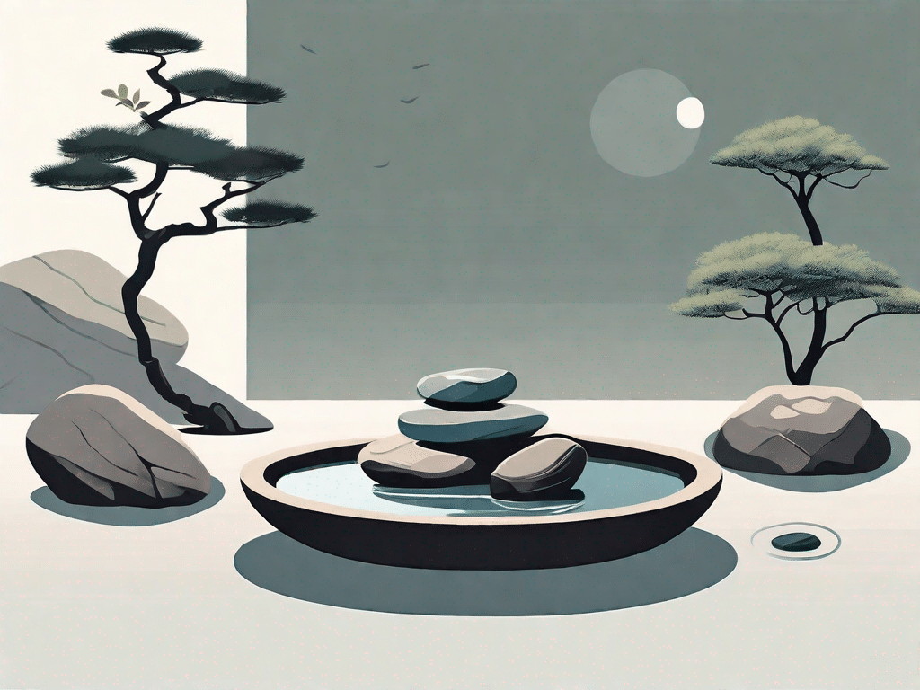 A serene zen garden with balanced rocks