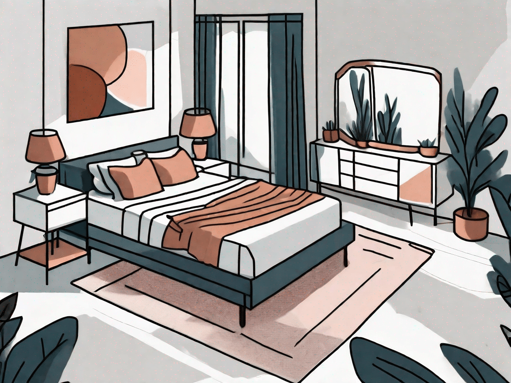 A bedroom showcasing various design flaws such as mismatched color schemes