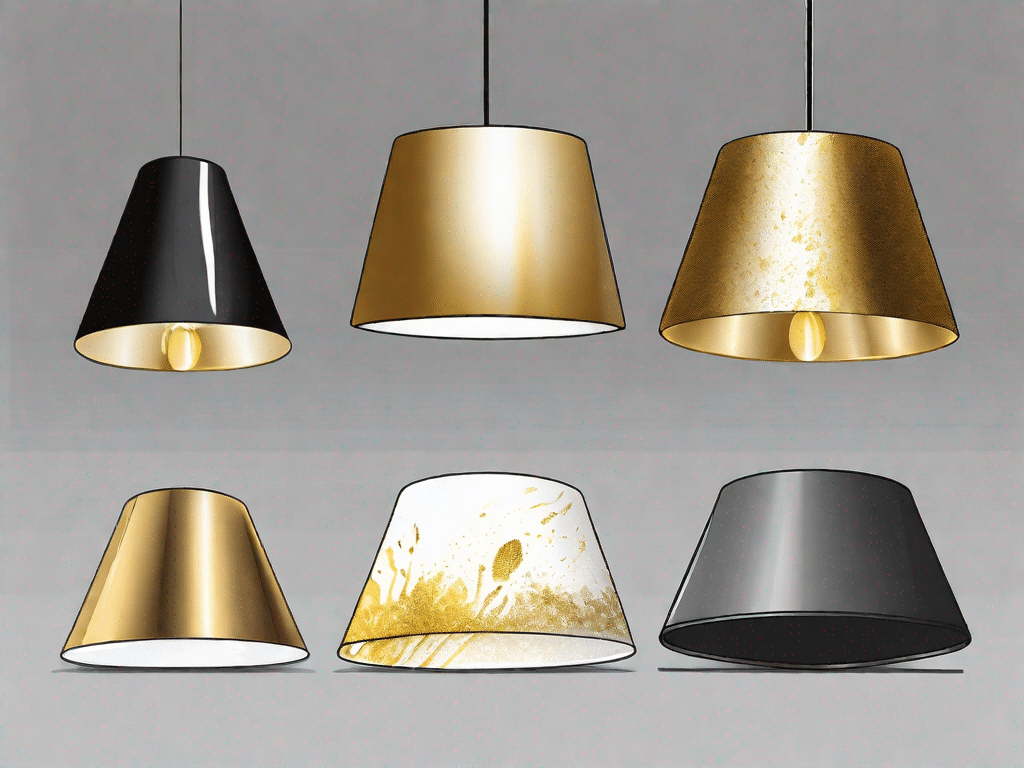 A few lamp shades in various stages of transformation