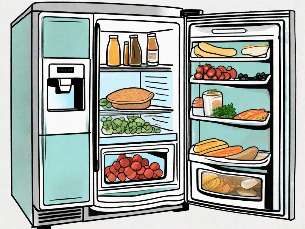 A refrigerator with its door open