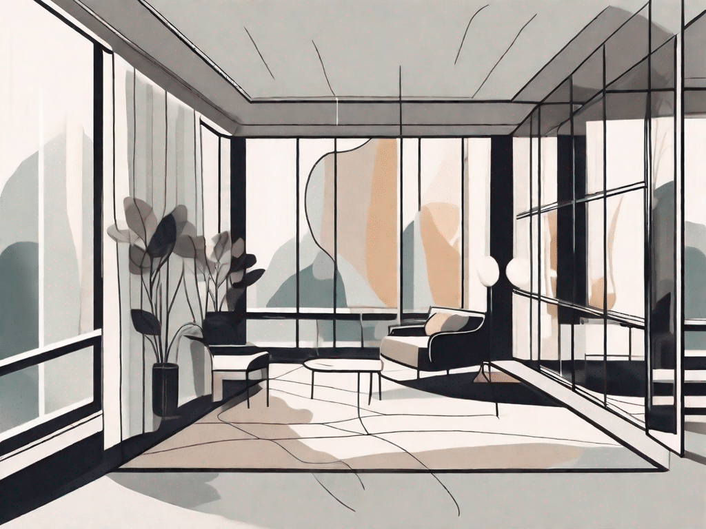 A room with large windows