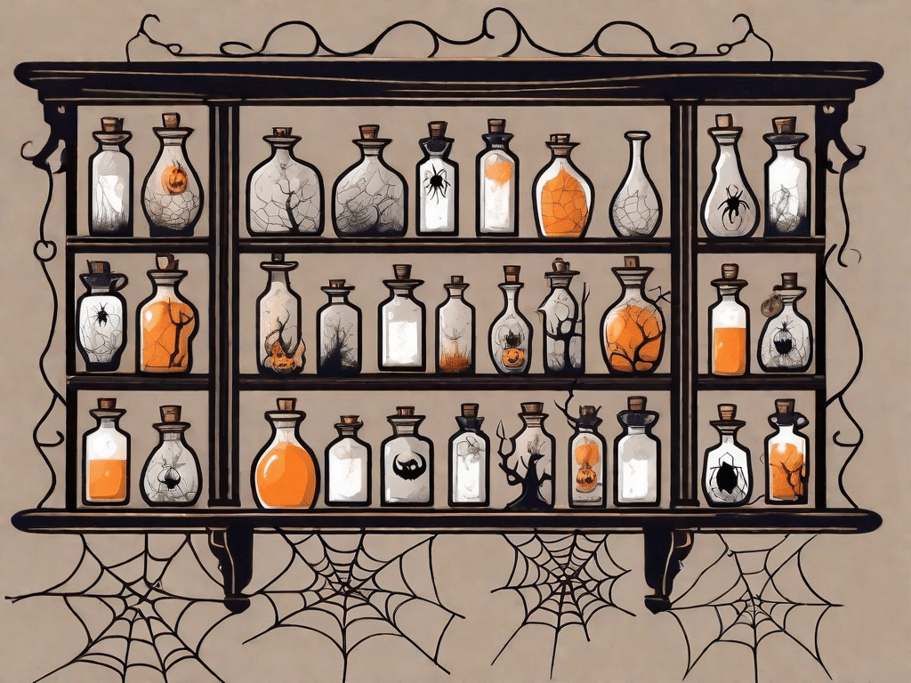 A variety of whimsical and magical potion bottles