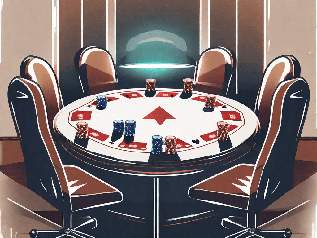 A poker table set with cards and chips