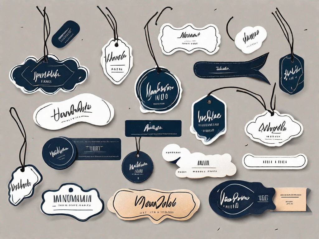 A variety of comically shaped name tags