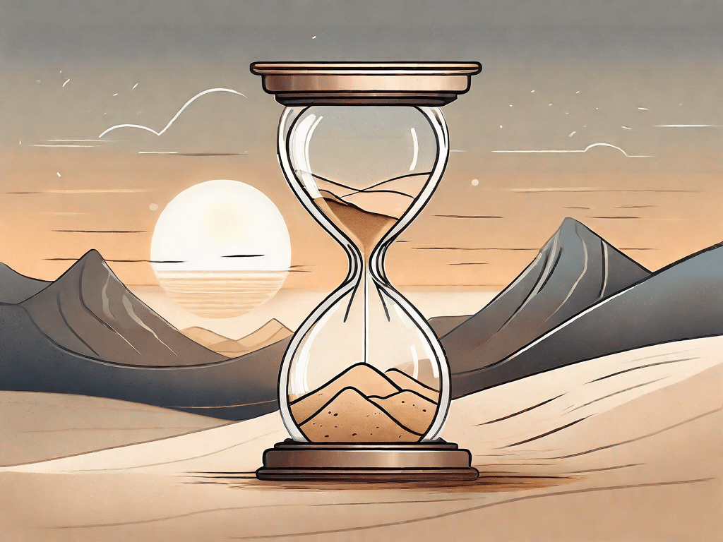 A hourglass with sand slowly falling