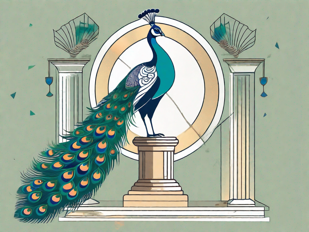 A peacock displaying its feathers prominently