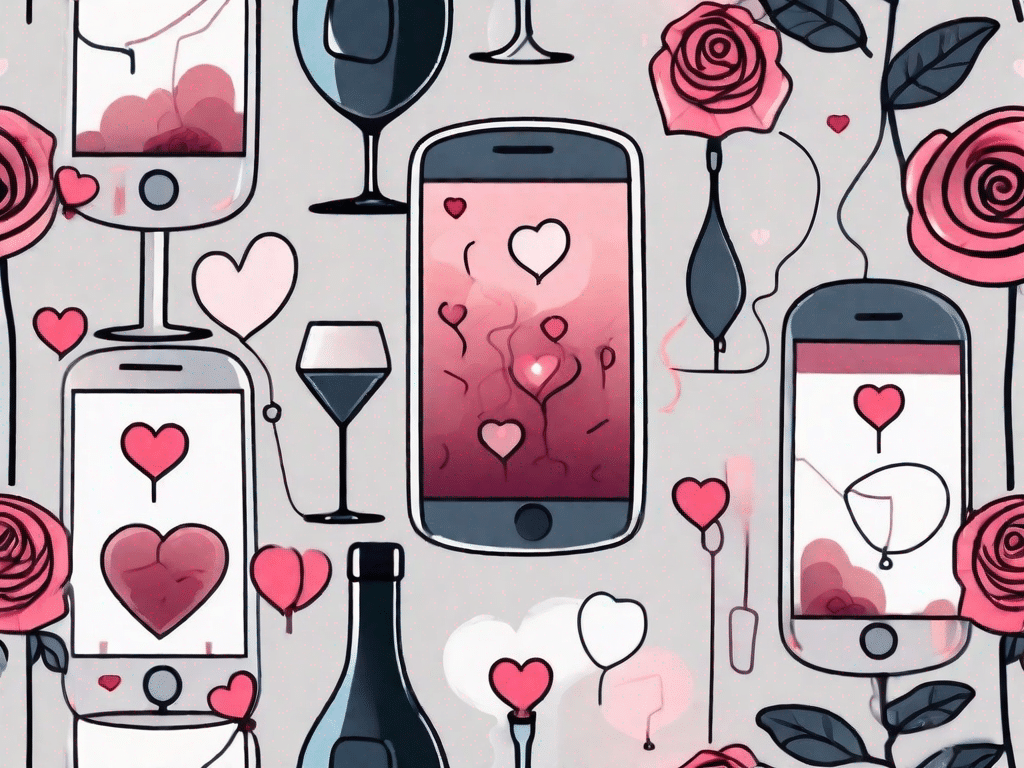 A smartphone with heart-shaped chat bubbles