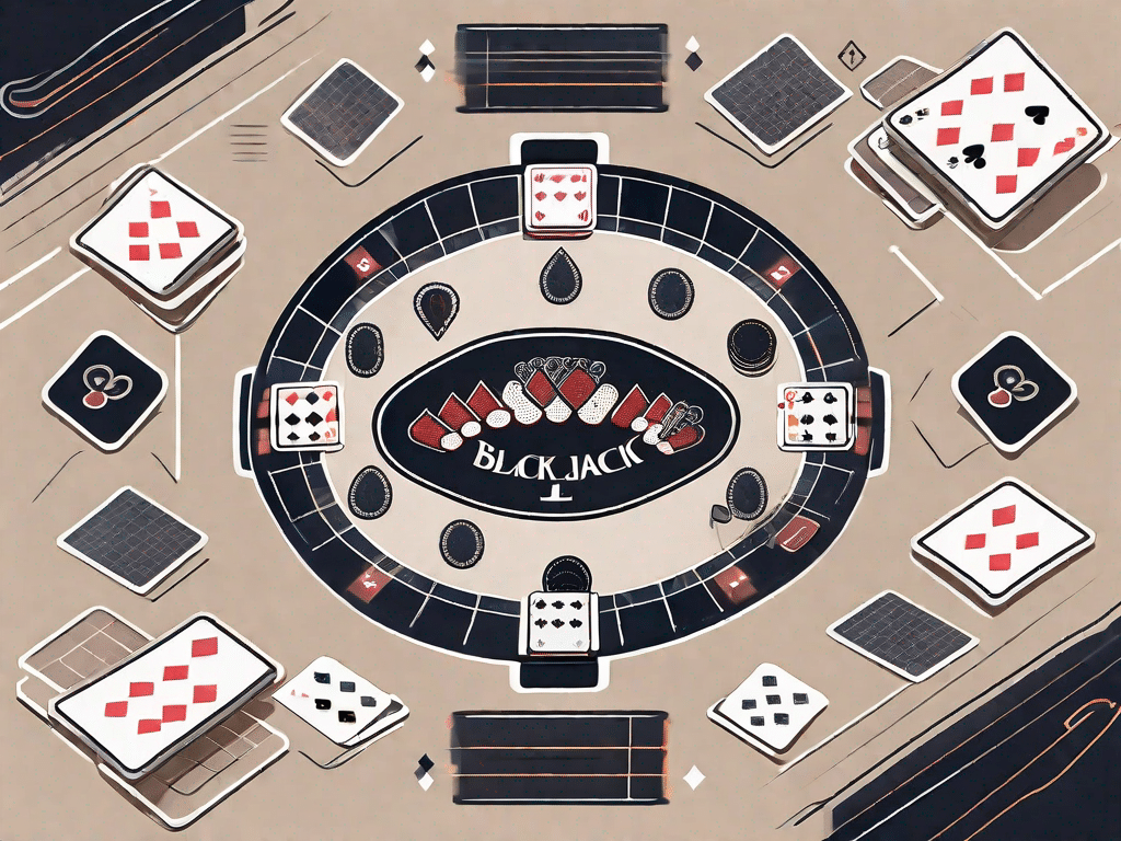 A blackjack table with cards laid out