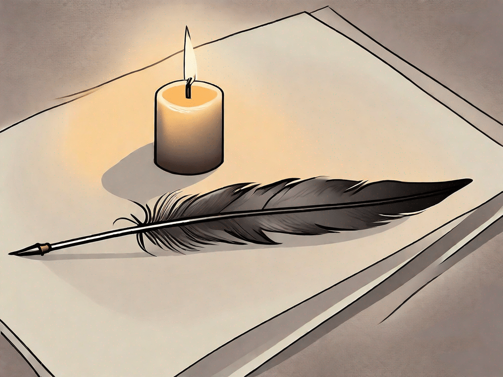A feather pen gently resting on a blank parchment