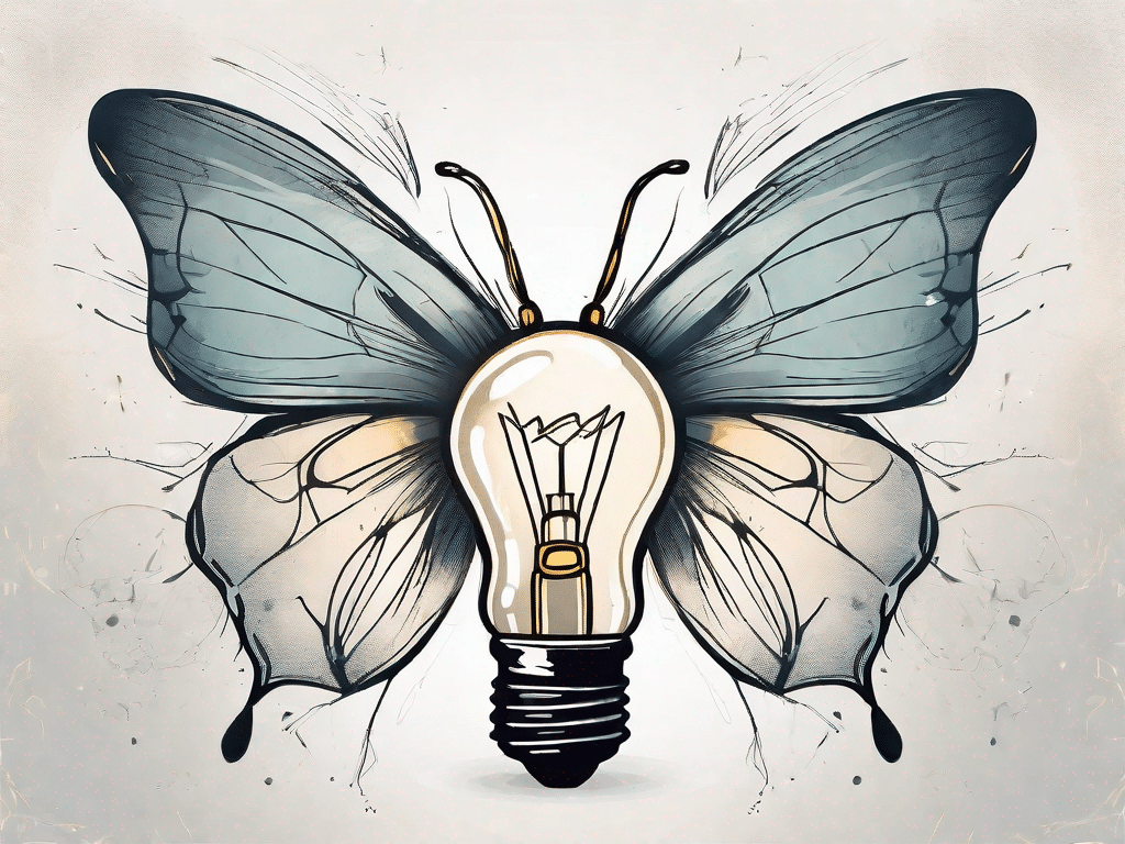 A light bulb transforming into a butterfly
