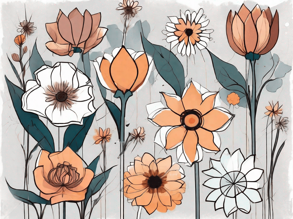 Nine different types of flowers