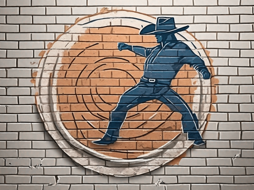 A roundhouse kick imprint on a brick wall