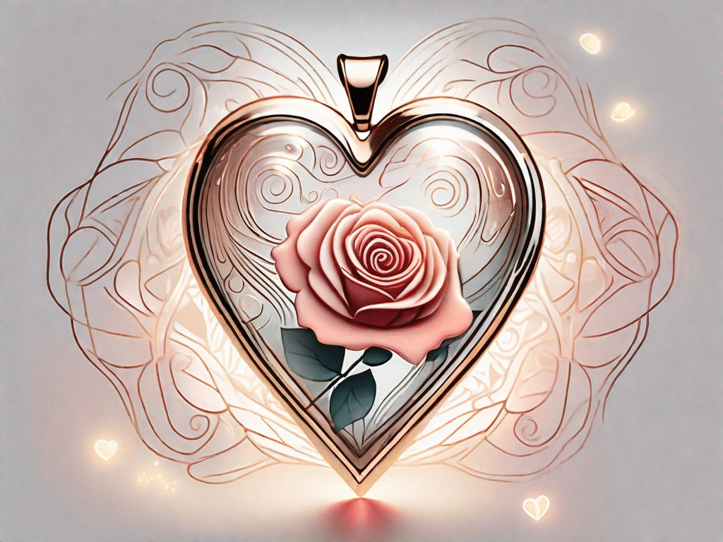 A heart-shaped locket opening to reveal a blooming rose