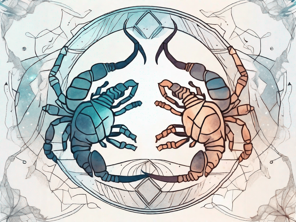 A scorpio and gemini zodiac symbols intertwined