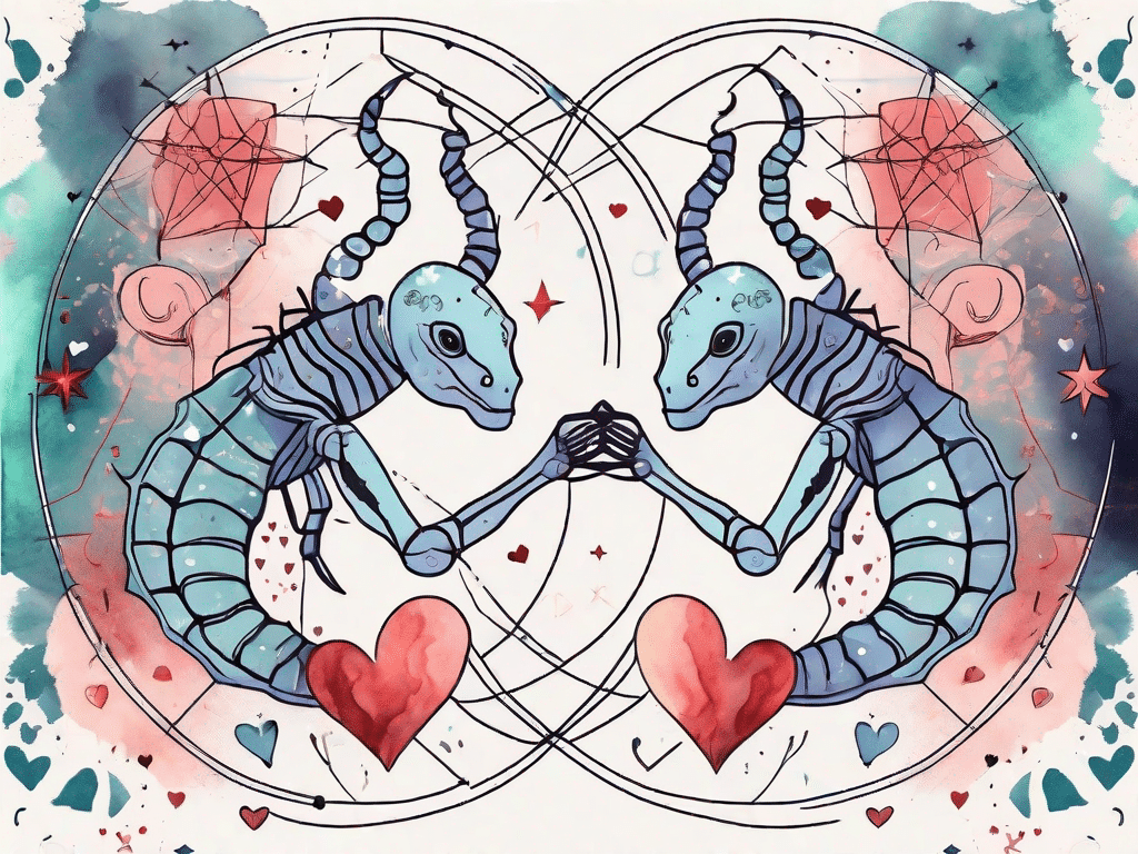 The scorpio and cancer zodiac signs entwined