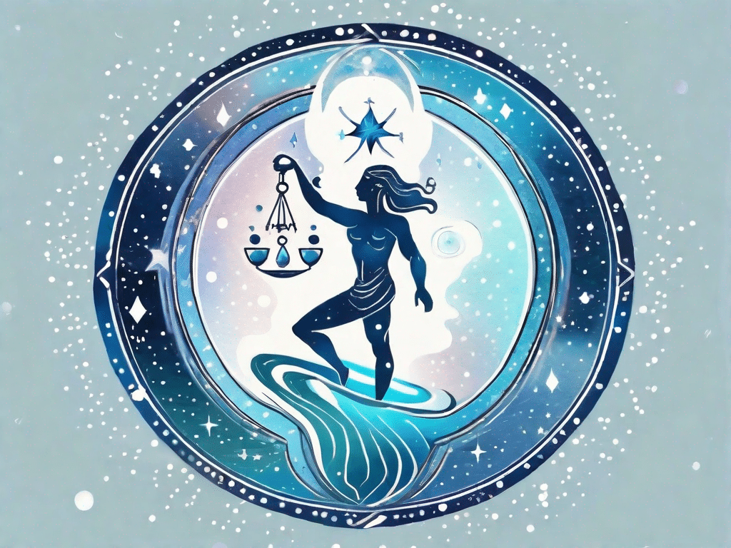 The aquarius zodiac sign symbol (water bearer) with a key inserted