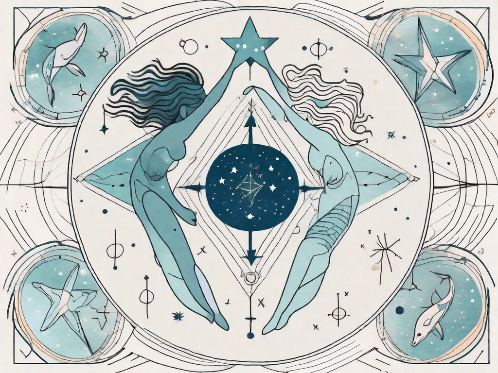 The aquarius and pisces zodiac symbols intertwined