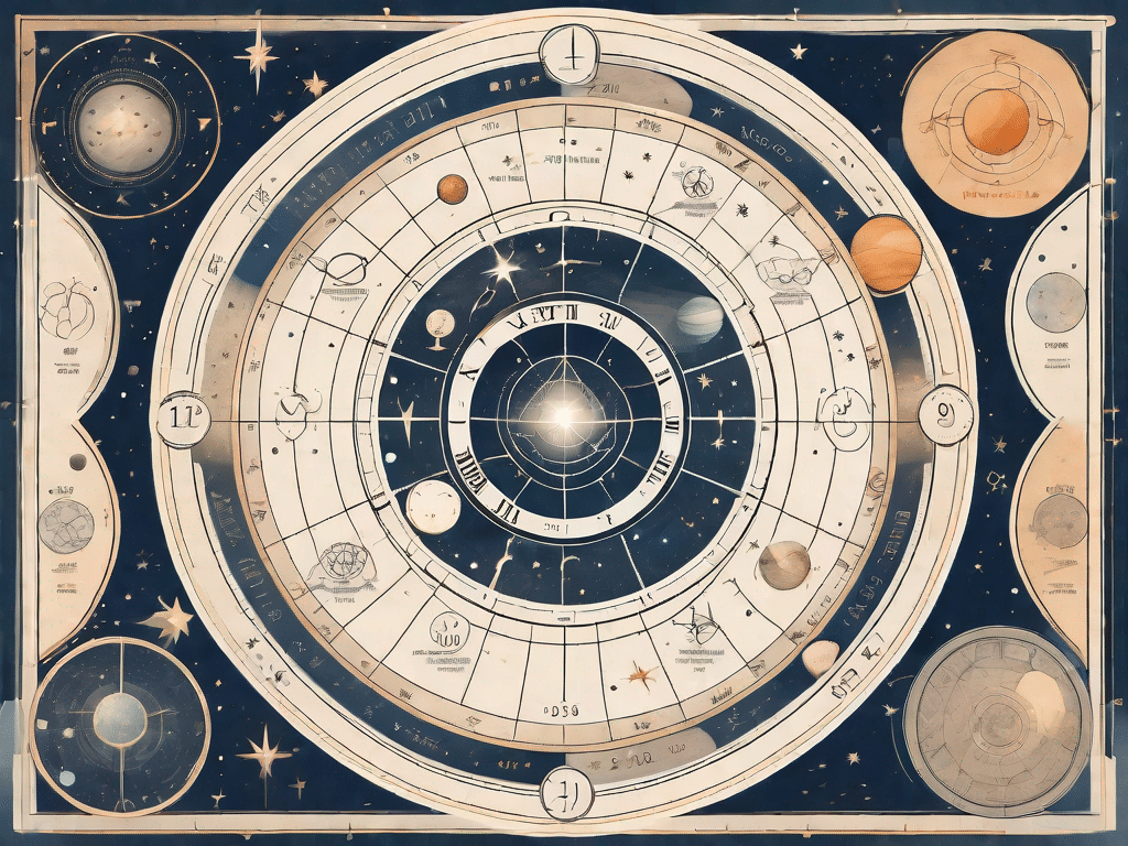 A celestial map featuring various zodiac signs
