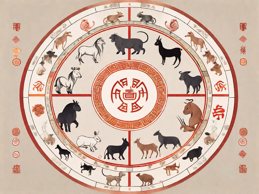 The twelve animals of the chinese zodiac arranged in a circle