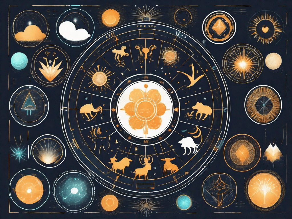 The twelve zodiac symbols arranged in a circle