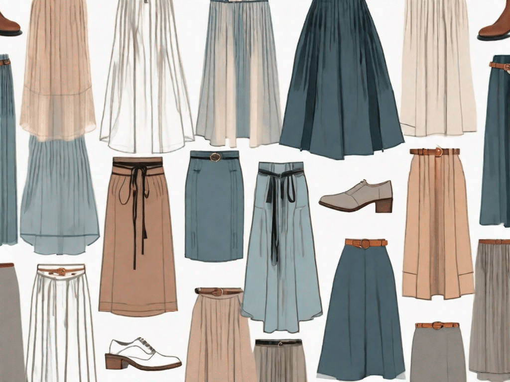 Various styles of skirts