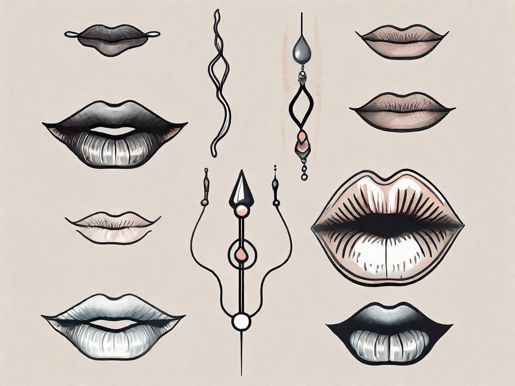 Various types of lip piercings
