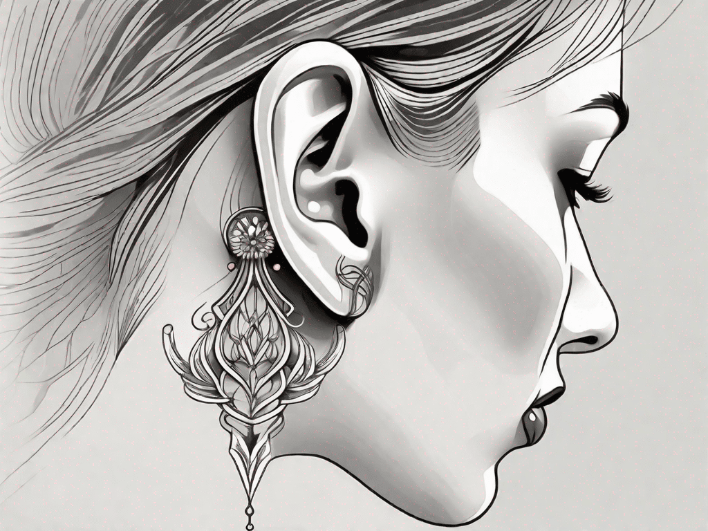 A detailed and stylized ear