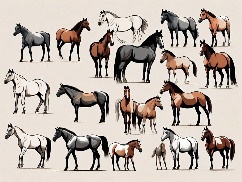 A variety of different horse breeds