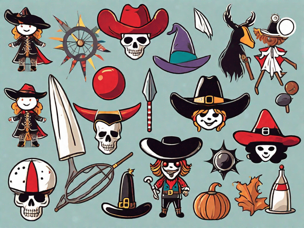 Various costume props such as a pirate's hat