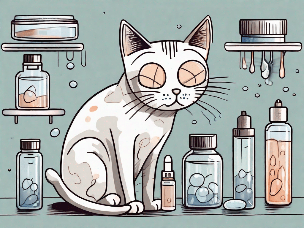A sick cat with a runny nose and watery eyes