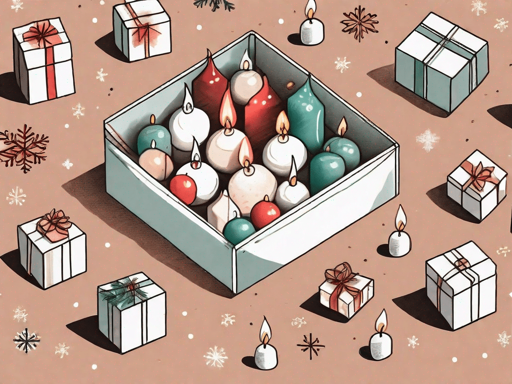 An open advent calendar with various small