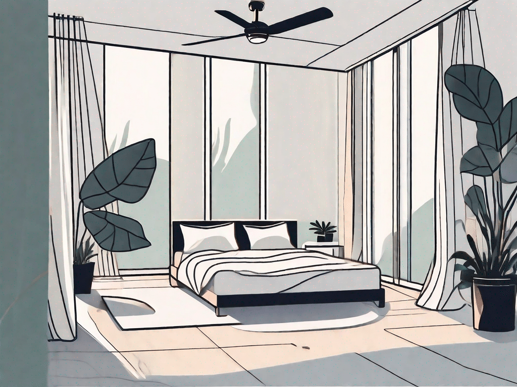 A bedroom with an open window