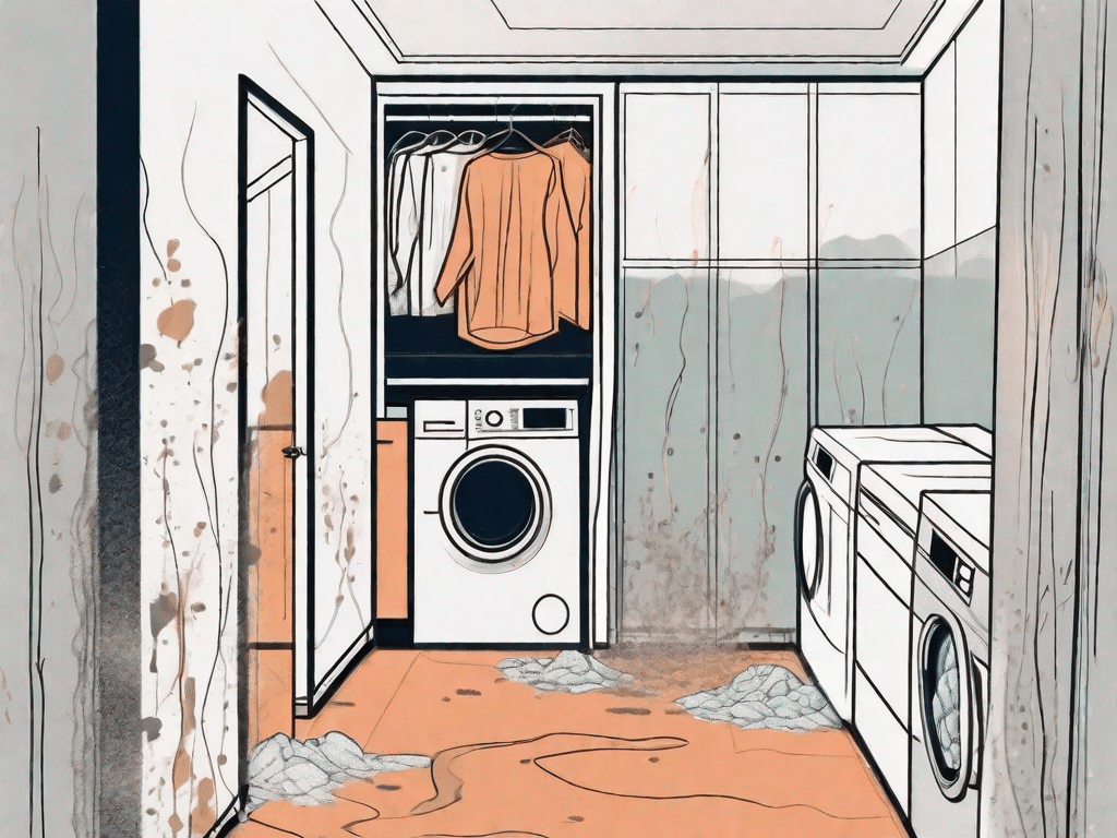 An apartment interior with laundry hanging improperly