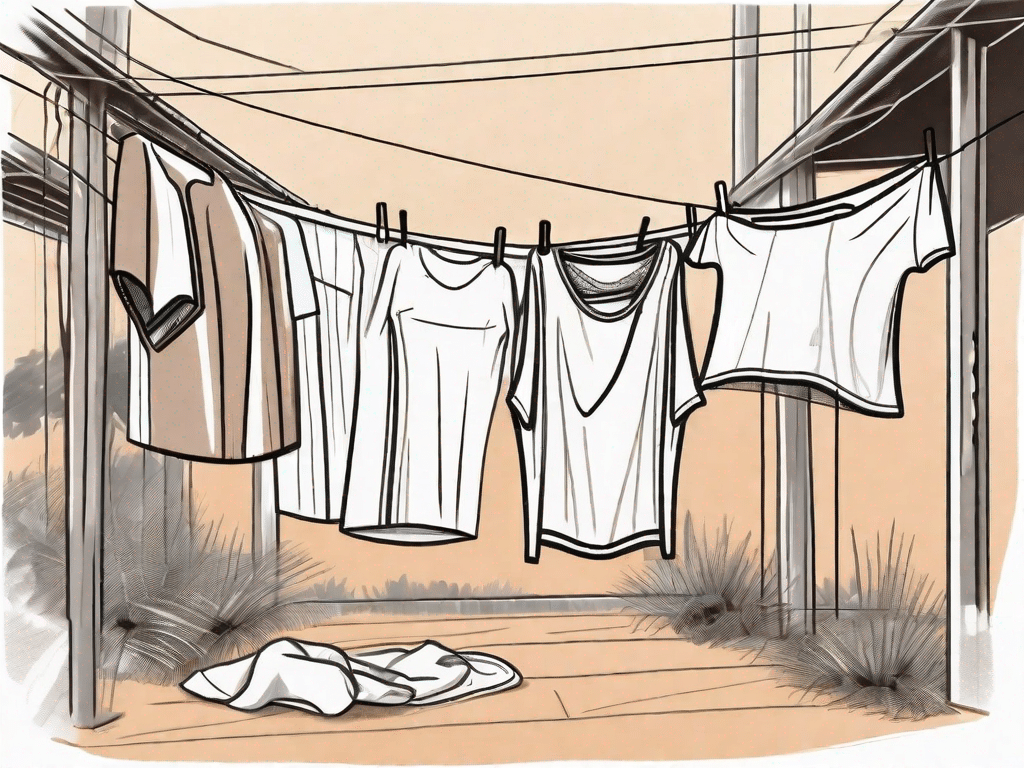 Various clothes hanging on a drying line