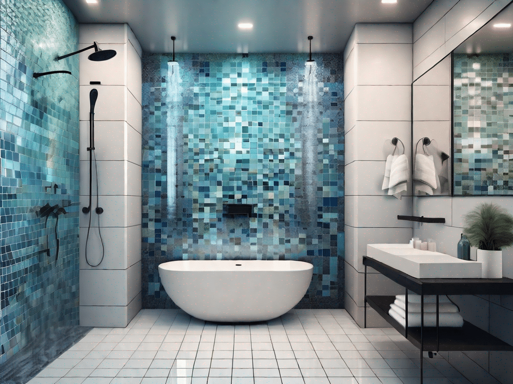 A modern bathroom showcasing a vibrant