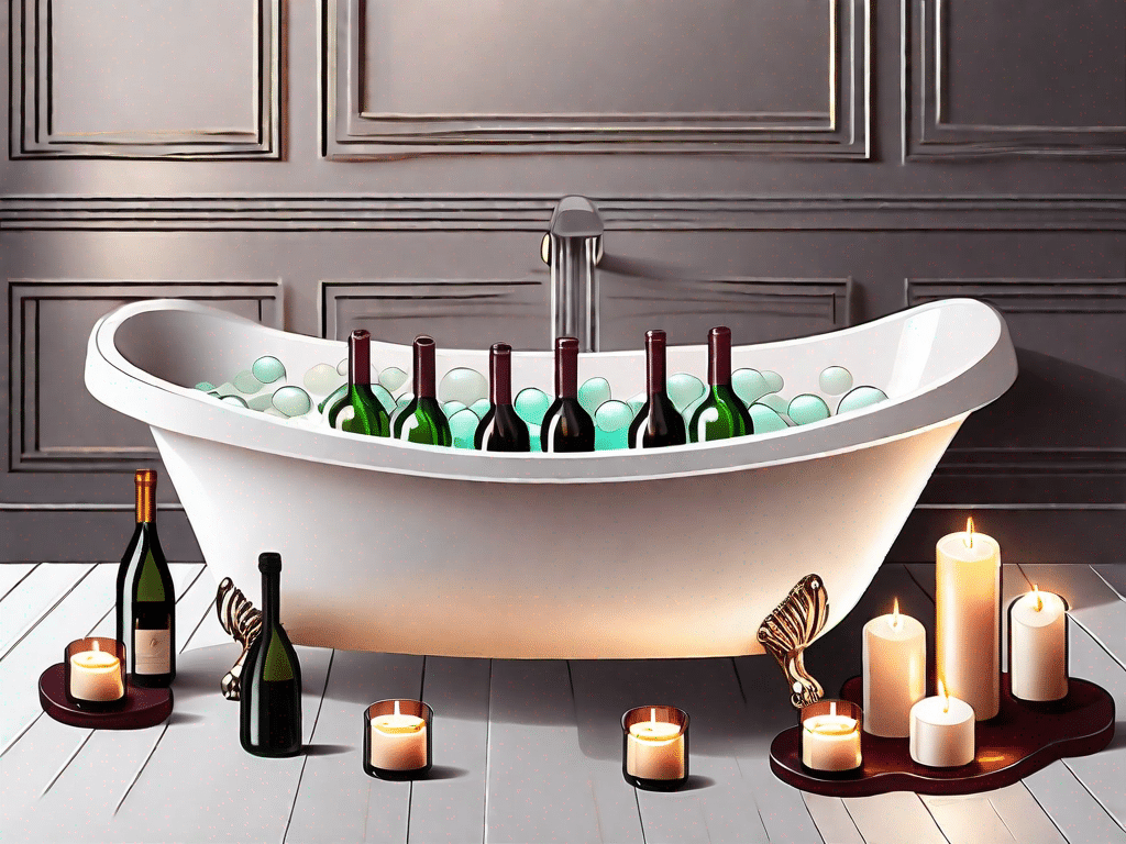 A luxurious bathtub filled with bubbles