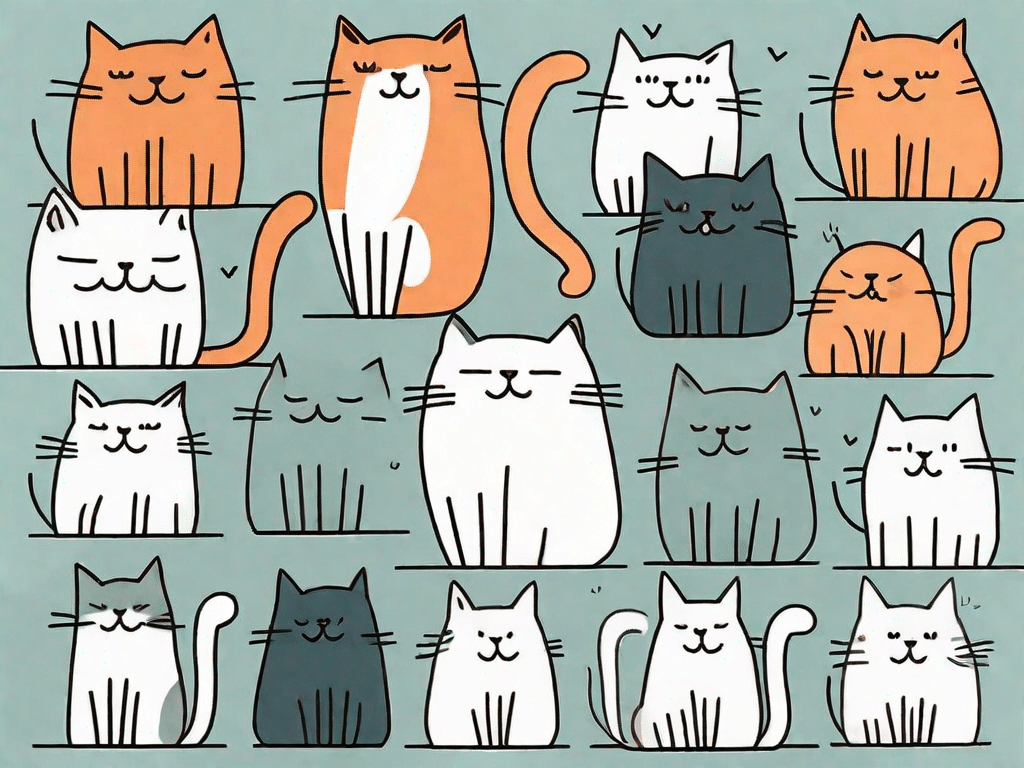 A variety of cats in different poses and expressions