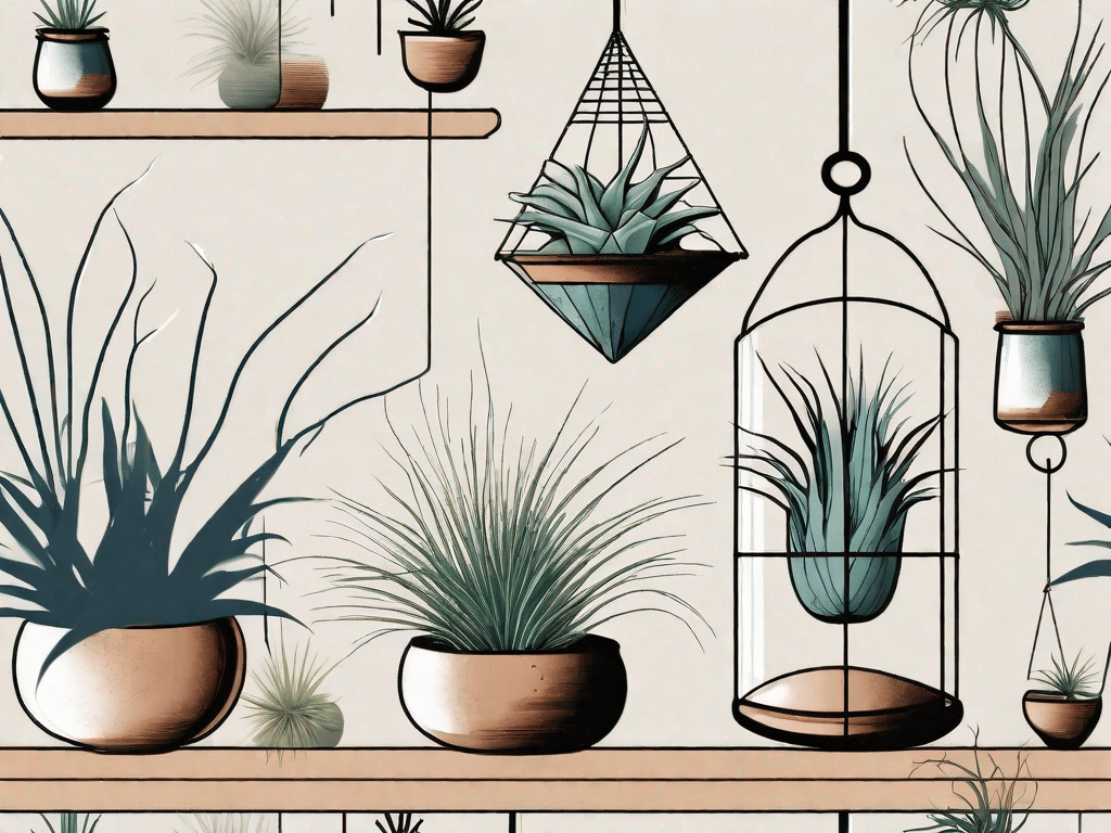 Various air plants arranged aesthetically in a sunny