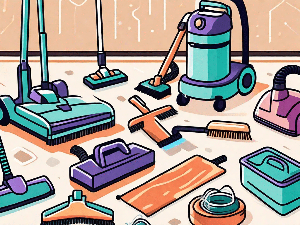 Various carpet cleaning tools such as a vacuum