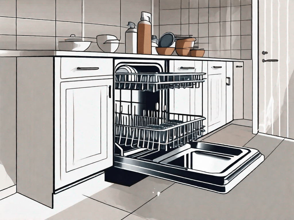 A dishwasher with its door open