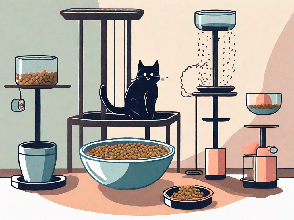 A contented cat sitting next to a bowl of healthy cat food