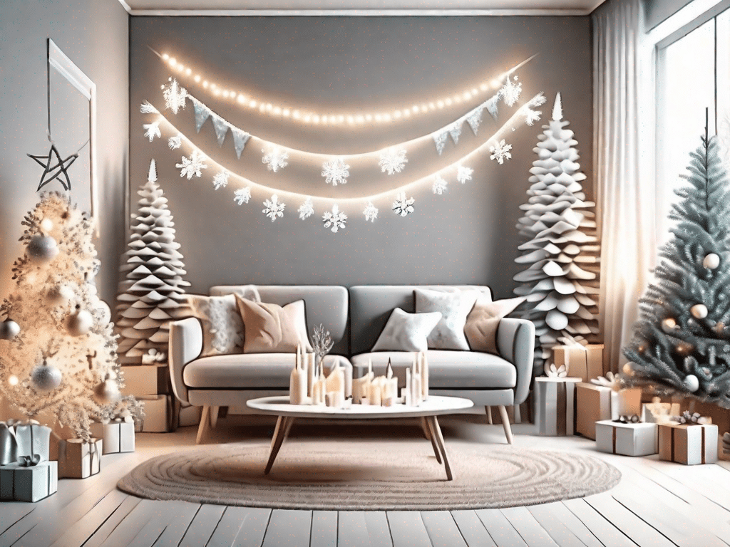 A cozy home interior transformed into a festive fairyland using creative diy christmas decorations