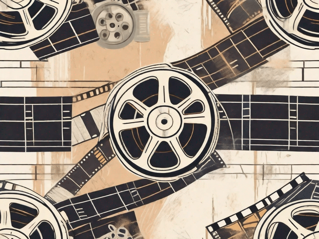 A vintage cinema reel unraveling