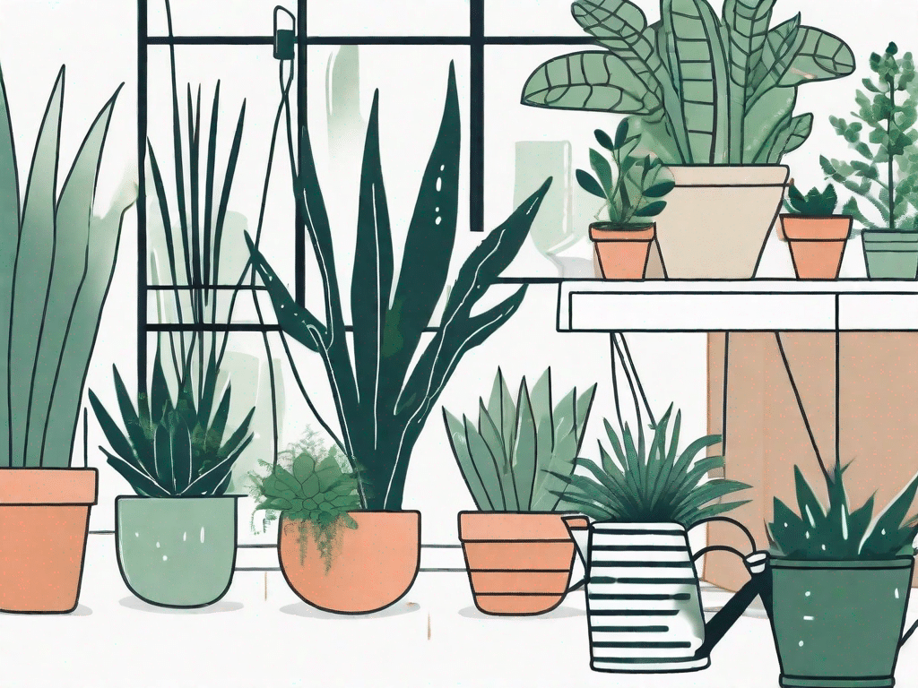 A variety of indoor plants such as succulents
