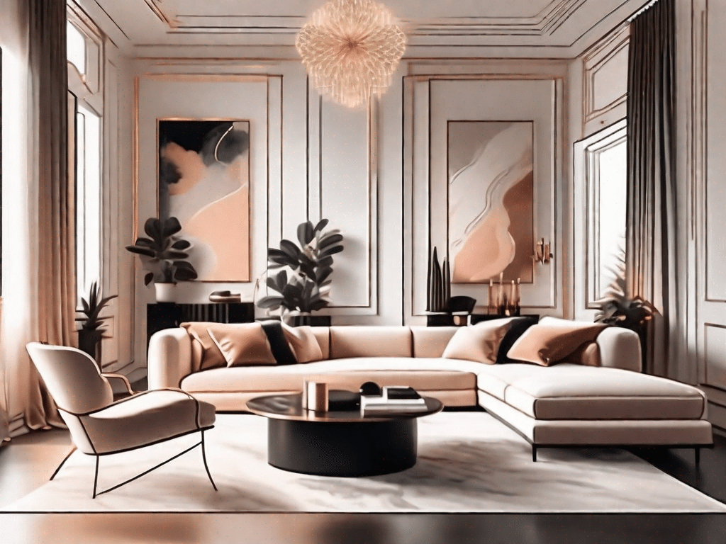 A stylish and luxurious living room with high-end furniture