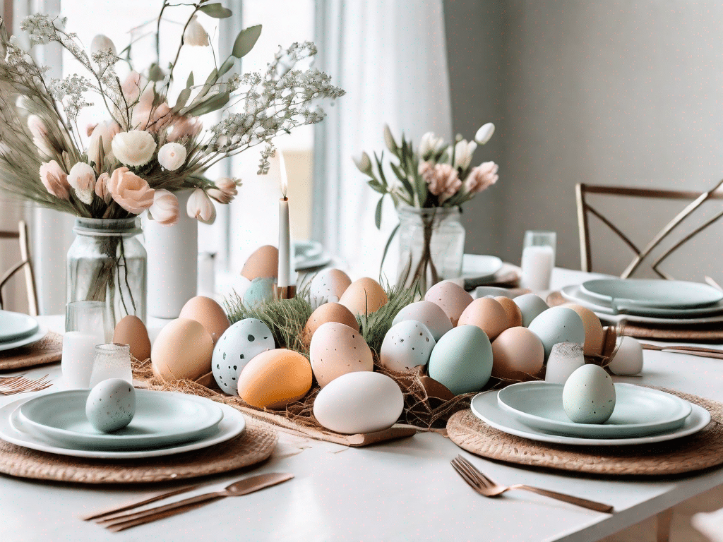 A charming easter-themed dining table setup