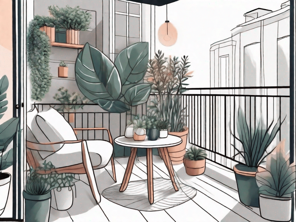 A beautifully designed balcony with various plants